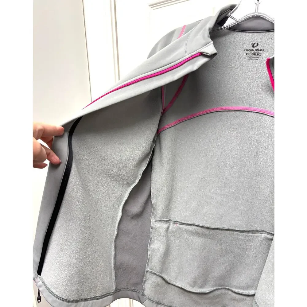 Pearl Izumi Jacket Gray Insulated Cycling Rear Pocket Long Sleeve Zip Size L